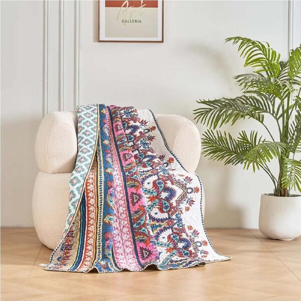 Patchwork Bed Quilt St Clair Throw Size Coverlet 155x130cm