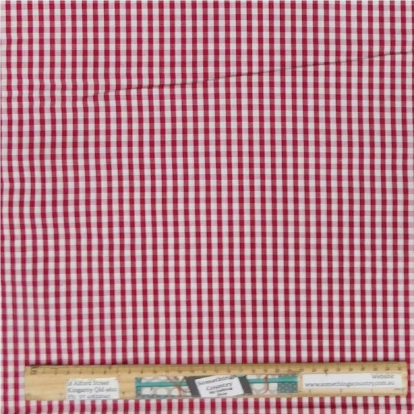 Quilting Patchwork Sewing Fabric 4mm Cherry Red Gingham 145x50cm
