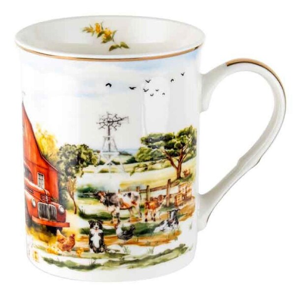 Country Life Old Red Truck Single Bone China Mug
