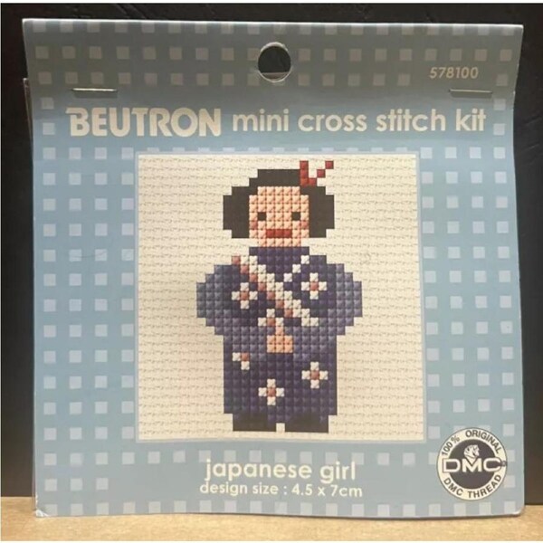 Beutron Mini Cross X Stitch Japanese Girl 4.5 x 7cm for Beginner