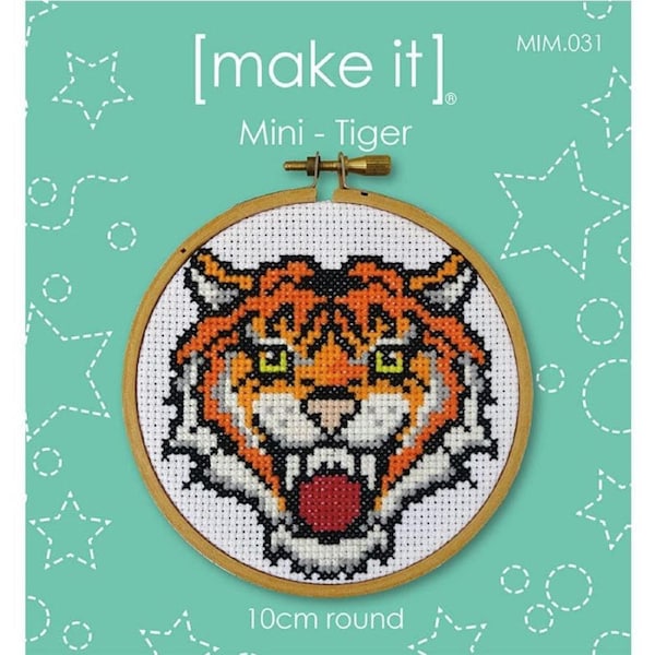 Make It Mini Tiger With Hoop Counted Cross X Stitch for Beginner