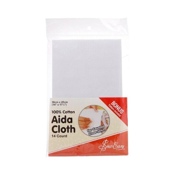Sew Easy Cross X Stitch Aida Cloth 14 Count White 36x45cm Fabric