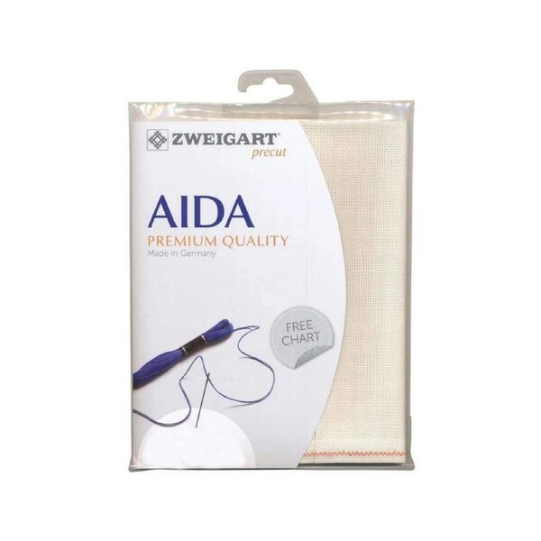 Zweigart Cross X Stitch Aida Cloth 18 Ct Ecru Cream 48x53cm Fabric