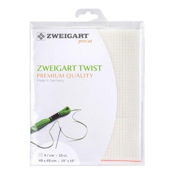 Zweigart Twist Canvas White 10 Count 49x49cm Precut