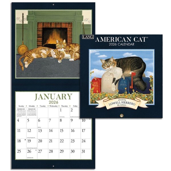 Lang 2026 Mini Calendar American Cat Does NOT Fit Wall Frame