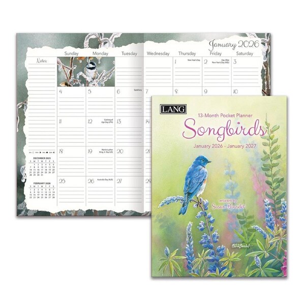 Lang 2026 13 Month Pocket Planner Songbirds Diary