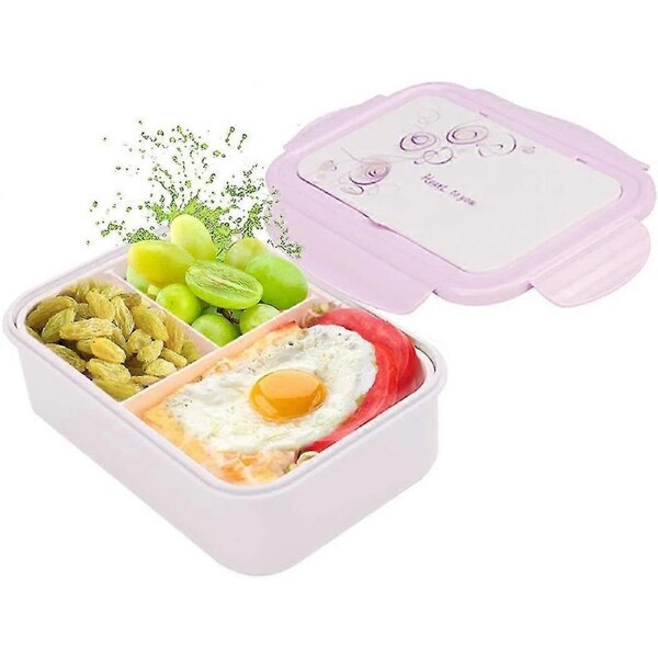 Lunch Box, Bento Box Kids, Bento Box 1400 Ml With 3 Compartments And Cutlery (purple)