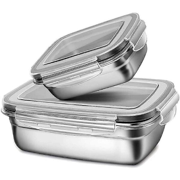 Stainless Steel Bento Box Waterproof 2 Piece Bento Box Lunch Food Box For
