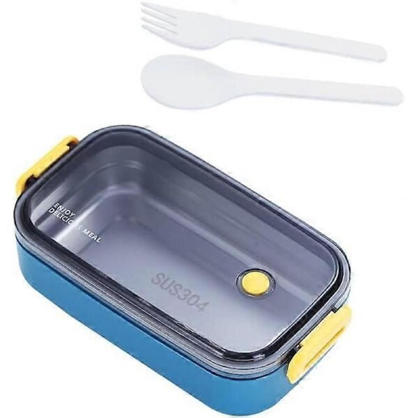 Bento Lunch Box for Adult, 1 Layer Leak Proof Bento Box with Utensils, Bento Lunch Box Adults and Kids, Bento Box Japanese Lunch Box(Blue)