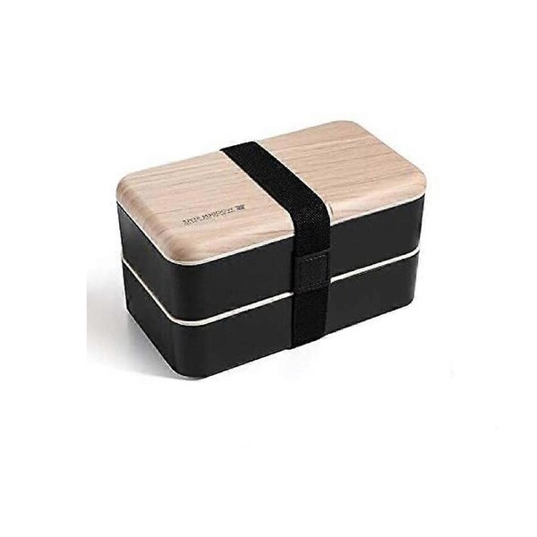 Bento Bento Box Snack Bento Box Bundle Divider Japanese Style Bento Box with Spoon and Chopsticks (Black)