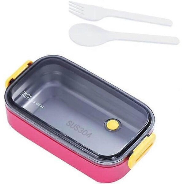 Bento Lunch Box for Adult, 1 Layer Leak Proof Bento Box with Utensils, Bento Lunch Box Adults and Kids, Bento Box Japanese Lunch Box(Red)