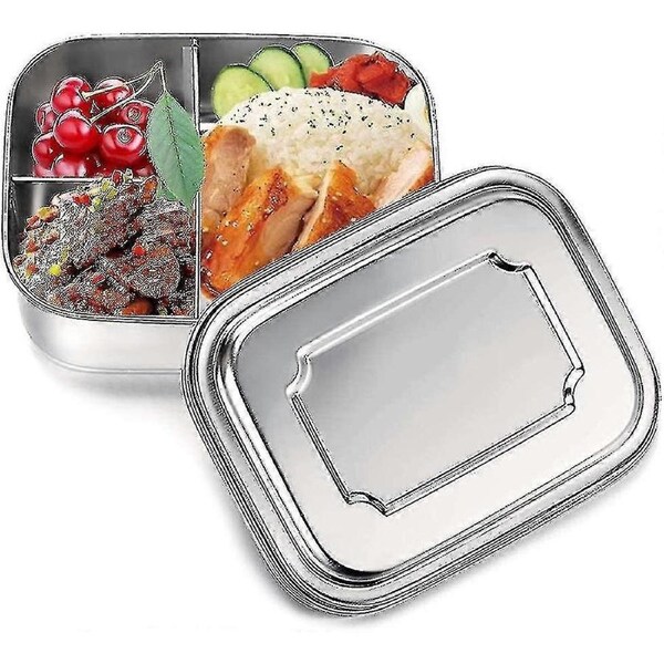 Lunch Box, Bento Box Kids, Bento Box 1000ml Stainless Steel Bento With 3 Compartments Food Snack Con