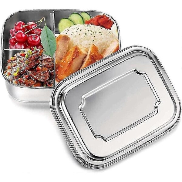 Lunch Box, Bento Box Kids, Bento Box 1000 ml Stainless Steel Bento with 3 Compartments