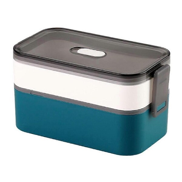 Bento Box, Double-Layer Bento Box, Lunch Container, Multi-Layer Adult Bento Box, With Compartment, Without Bpa-White And Green