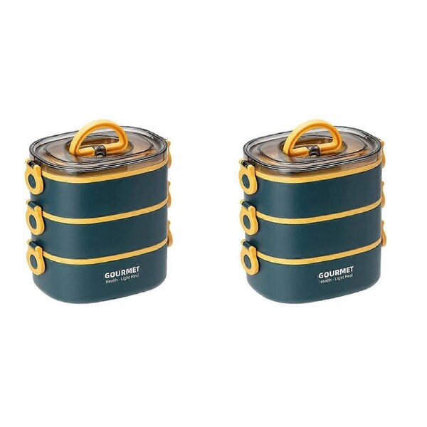 Bento Box Adult Lunch Box, Leak-Proof, Stacking Bento Box (Blue)