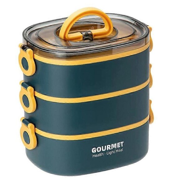 Bento Box Adult Lunch Box, Leak-Proof, Stacking Bento Box (Blue)