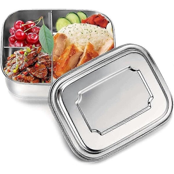 2023 - Lunch Box, Bento Box Kids, Bento Box 1000 ml Stainless Steel Bento with 3 Compartments