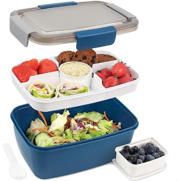 Lunch Box 2000ML, Bento Box Bento Box with Compartment and Fork, Salad Boxes with Sauce Box Leak-Proof Eco-Friendly Airtight Bento Boxes, Bento Lunch