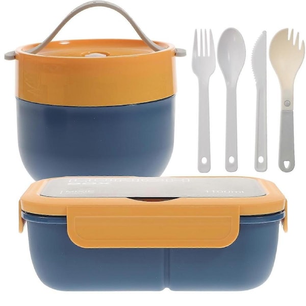 1 Set Bento Lunch Box Adult Bento Box Japanese Food Box Soup Cup Set Compartment Bento Box