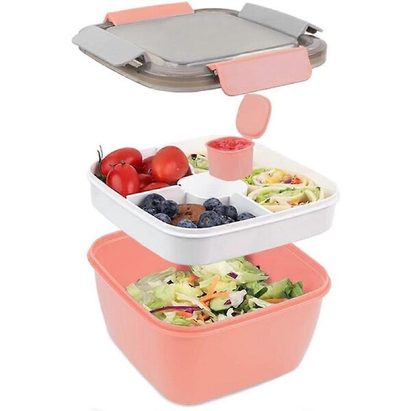 Lunch Box 1500ML, Bento Box Bento Box with Compartment and Fork, Salad Boxes with Sauce Box Leak-Proof Eco-Friendly Airtight Bento Boxes, Bento Lunch