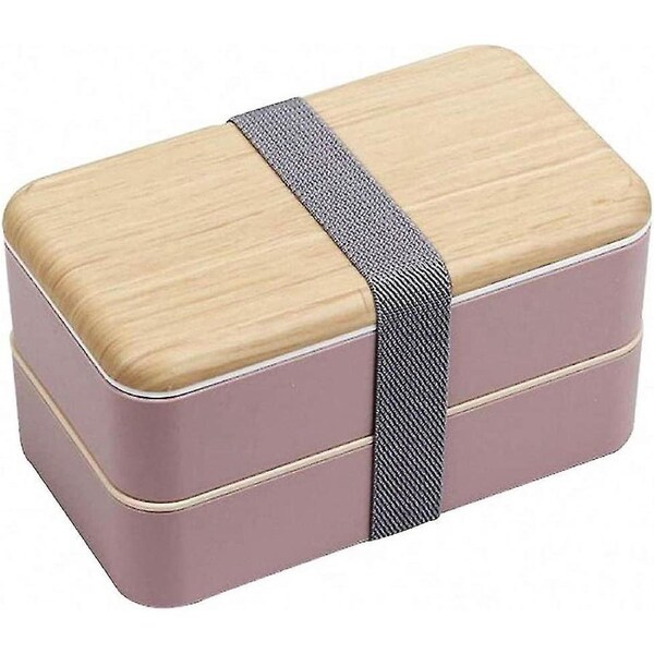 Lunch Box, Kids Bento Box, 800 Ml Bento Box With Double Layer Child Bento And Cutlery (pink)