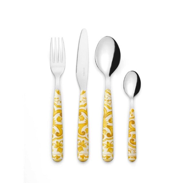 24pc Guzzini Blues Stainless Steel Cutlery Set w/ Dinner Forks Spoons Amber