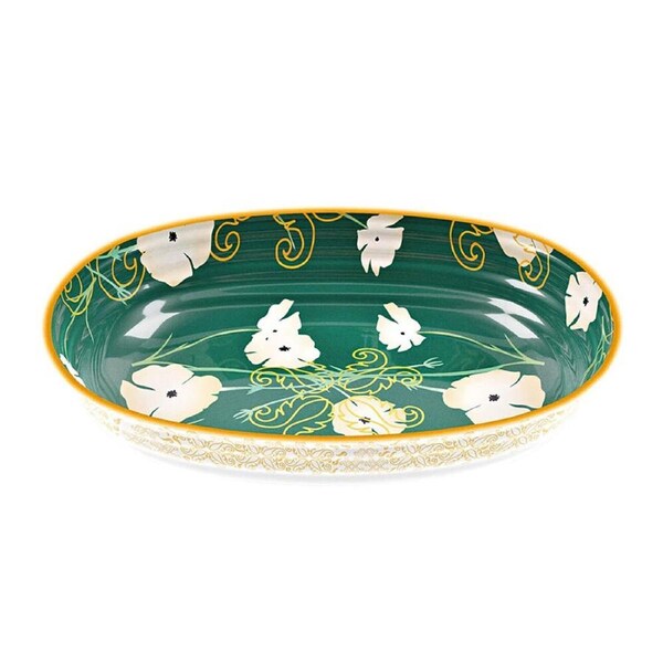 Guzzini Melamine Oval Rice Serving Bowl 32.5x23cm Green Fusion