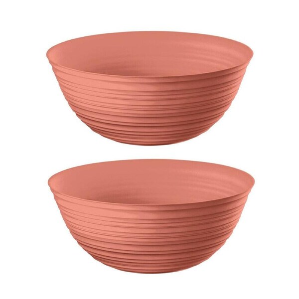2PK Guzzini Plastic Food/Salad Serving Bowl 5L 30cm Round X-Large Terracotta
