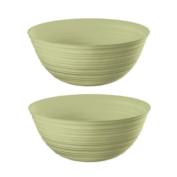 2PK Guzzini Plastic Food/Salad Serving Bowl 3.1L 25cm Round Large Green