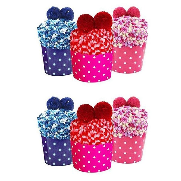 6x Kids/Children Breathable Soft Fluffy Fuzzy Cupcake Socks Pair Assorted