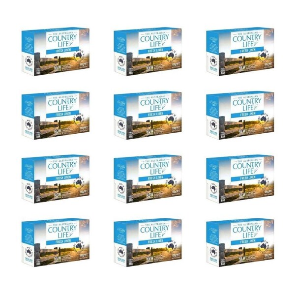 12PK Country Life Cleansing & Moisturising Fresh Linen Family Bar Soap 100g