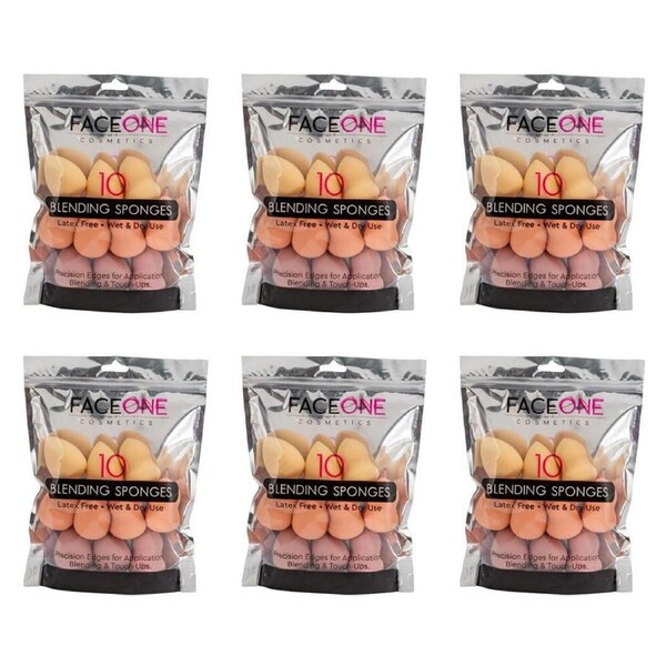 6x 10pc Faceone Beauty Blender Makeup Sponge Puff Foundation Applicator