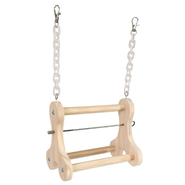 Parrot Foraging Toy Wooden Hanging Fruit Fork Stand Bird Cage Accessory Chew Toy