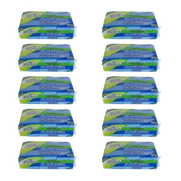 10x 9pc Fresh Start Non-Scratch Dishwashing Sponge Scour Pads Value Pack Blue
