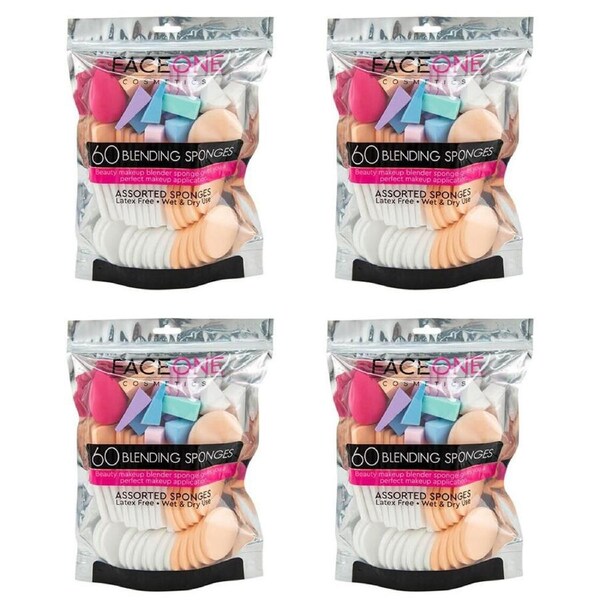 4x 60pc Faceone Beauty Blender Makeup Sponge Puff Foundation Applicator