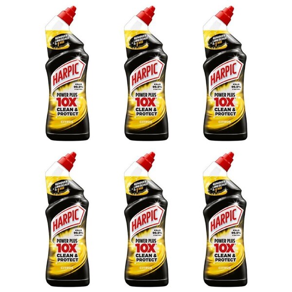 6PK Harpic Power Plus Bathroom Toilet Cleaner w/ Citrus Scent 750ml