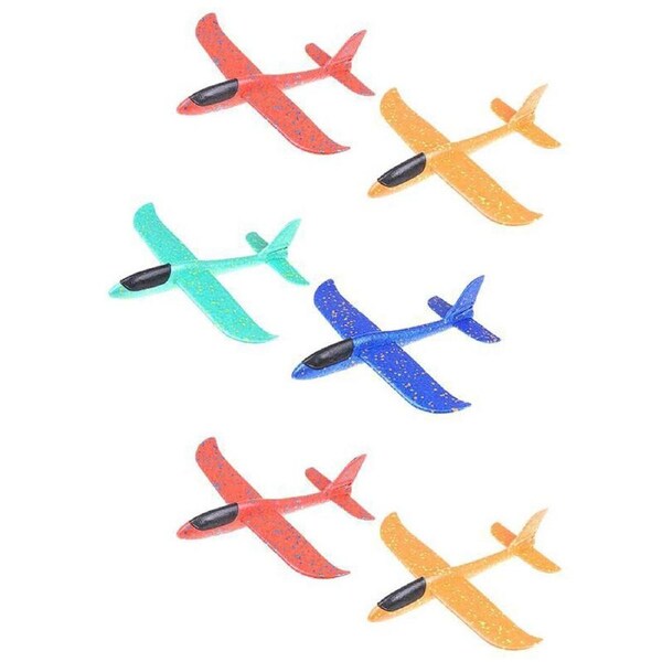 6PK Kids Glider Foam Plane Outdoor Hand Throwing Toy Assorted 48cm 3y+