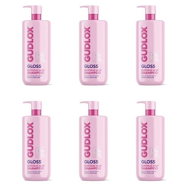 6PK Gudlox Gloss Glycolic Acid Shampoo For Dull & Porous Hair Treatment 400ml