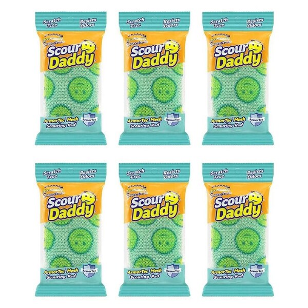6PK Scrub Daddy Essentials Scratch Free Scouring Pad/Dishwashing Sponge Green
