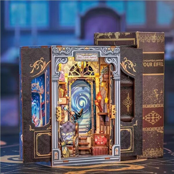Cutebee Soul Travel Agency DIY Book Nook Kit Miniature Dollhouse