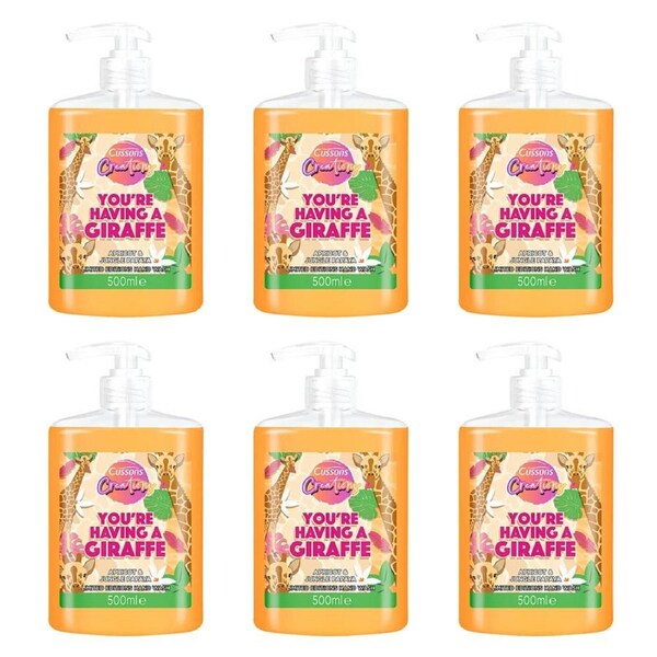 6PK Cussons Creations Having A Giraffe Hand Wash 500ml Apricot & Jungle Papaya