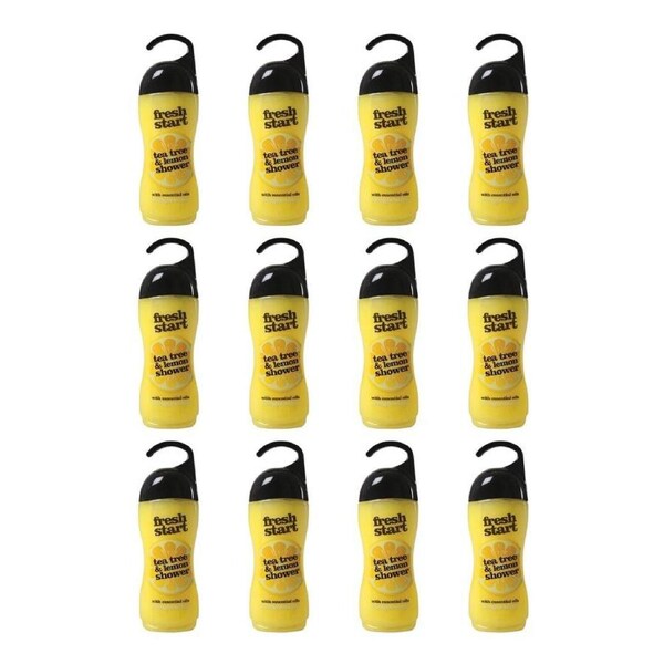 12PK Fresh Start Shower Gel Body Wash w/ Tea Tree & Lemon Scent 400ml Yellow
