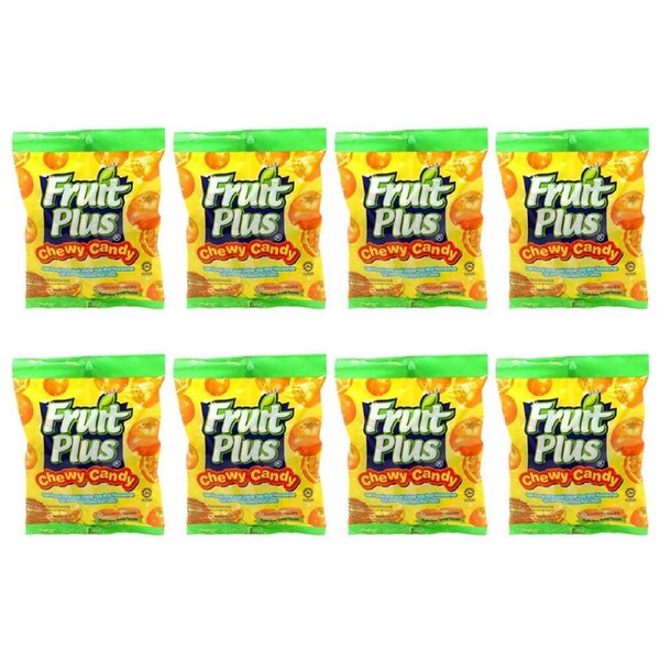 8PK Fruit Plus Kids Soft Chewable Chewy Candy w/ Orange Flavour 150g Pack