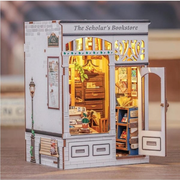 Cutebee The Scholar’s Bookstore DIY Book Nook Kit Miniature Dollhouse