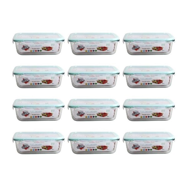 12PK Fresh Guard Microwavable Glass Airtight Food Storage Container 1500ml