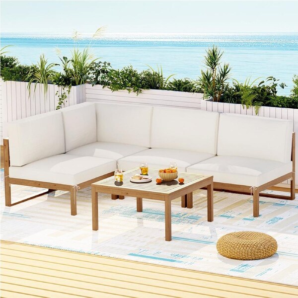 Gardeon 4 Seater Outdoor Sofa Set Wooden Patio Furniture Lounge Setting 5pcs