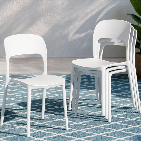 Gardeon 4X Outdoor Dining Chairs Stackable PP Patio Chair Garden Furniture White