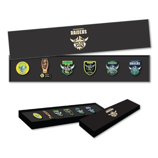 NRL Evolution Pin Set - History Logos - Canberra Raiders