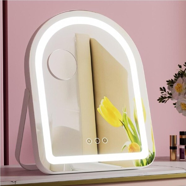 Embellir Makeup Mirror 35x45cm Dressing Vanity LED Stripe Light Magnification Rotation White Arch