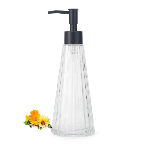 10oz/300ml Hand Soap Dispenser Bathroom, Kitchen Soap Dispenser, Glass Soap Dispenser with Black Rust Proof Pump, Liquid Soap Dispenser with Elegant a